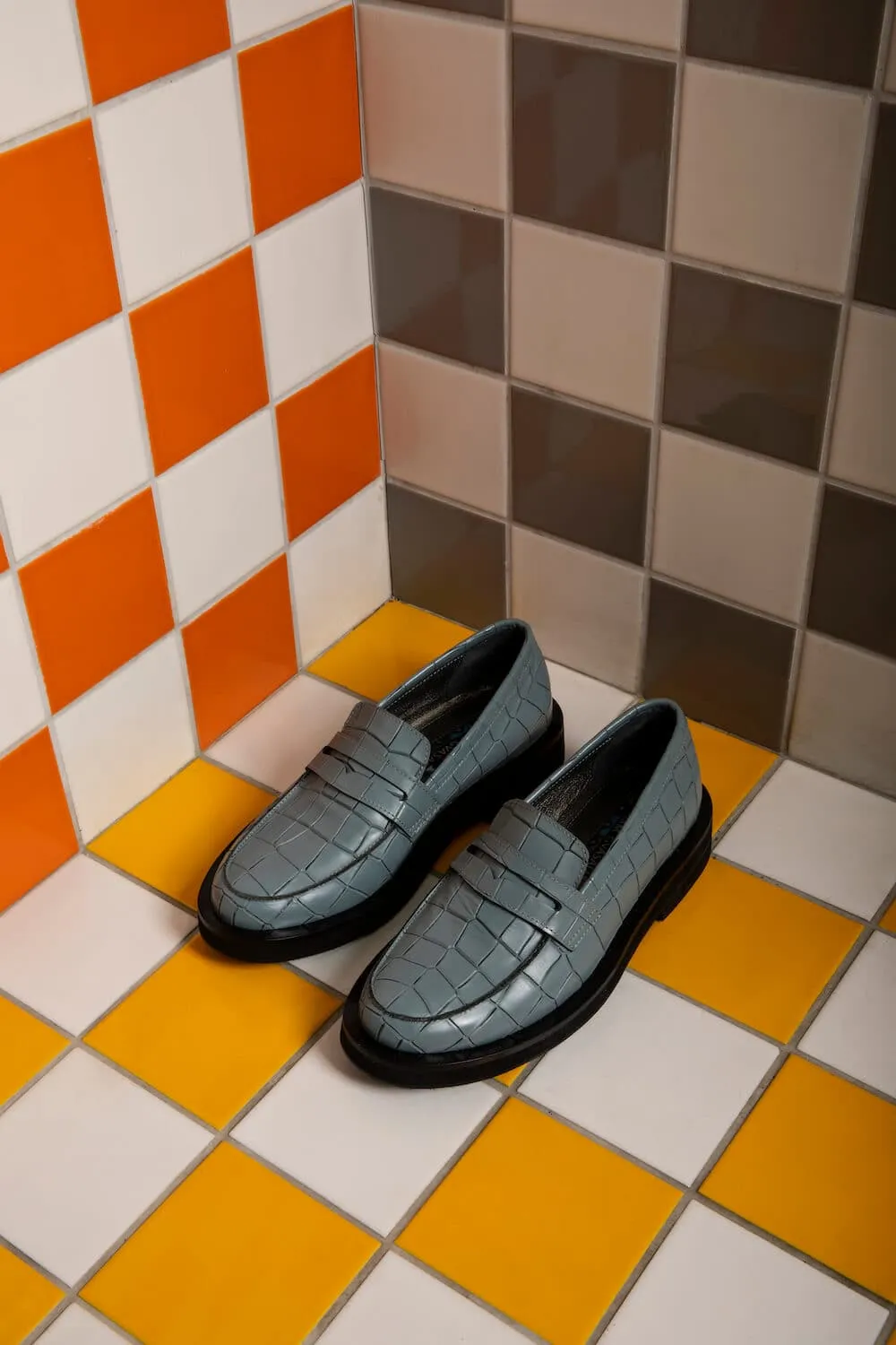 CULT MIA X GVASALIA CROC-EFFECT LEATHER LOAFERS