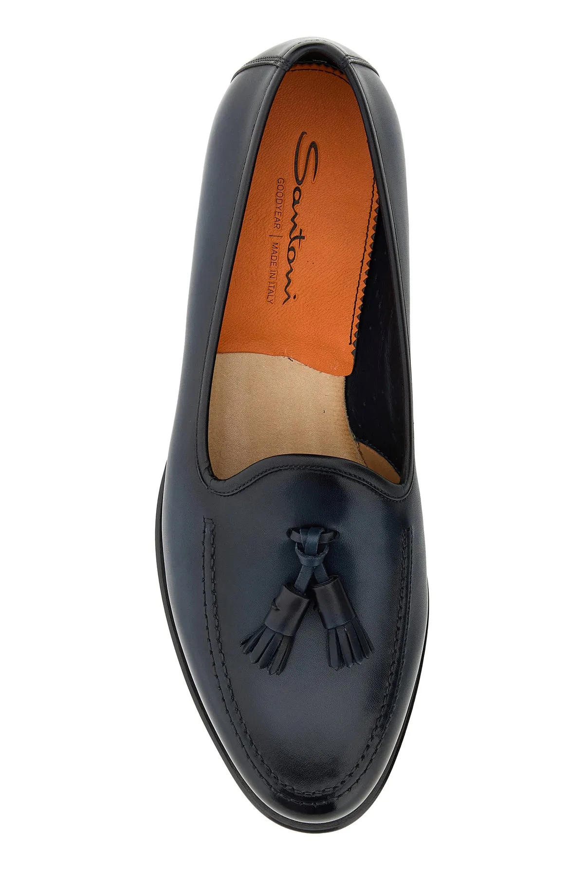 Dark blue leather Andrew loafers