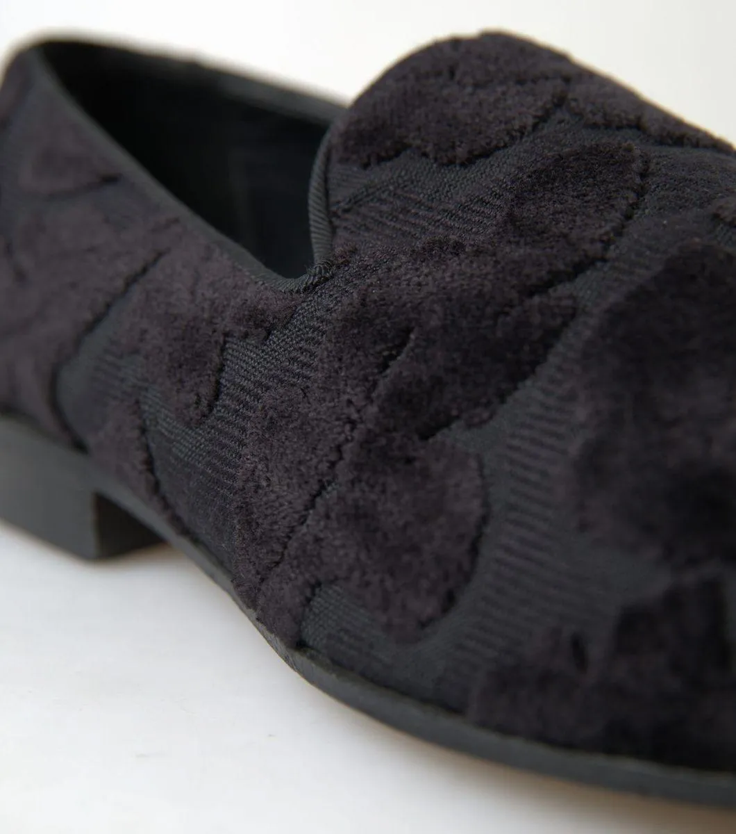 Dolce & Gabbana Black Brocade Loafers Formal Shoes