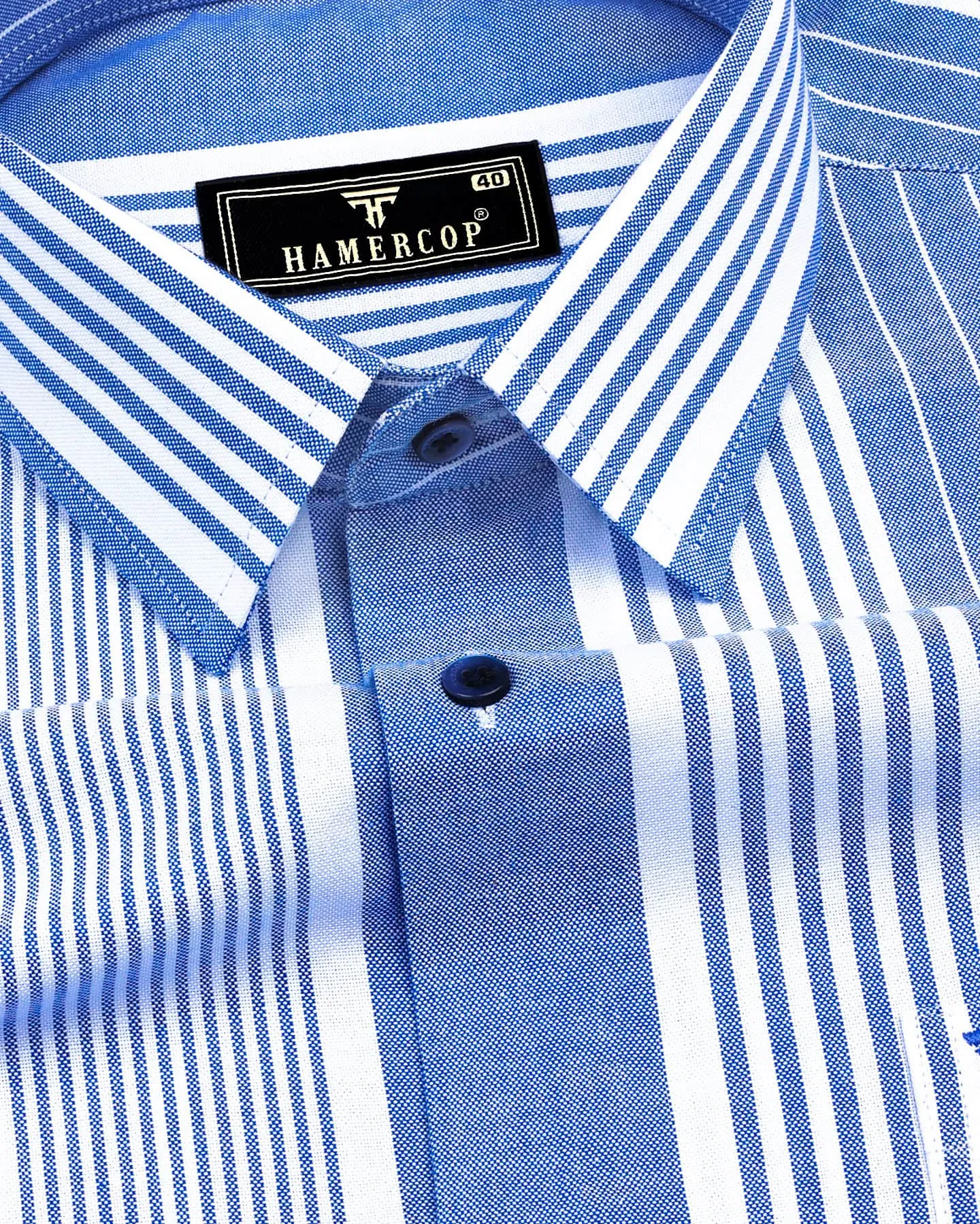 Dravite Blue With White University Stripe Oxford Cotton Shirt