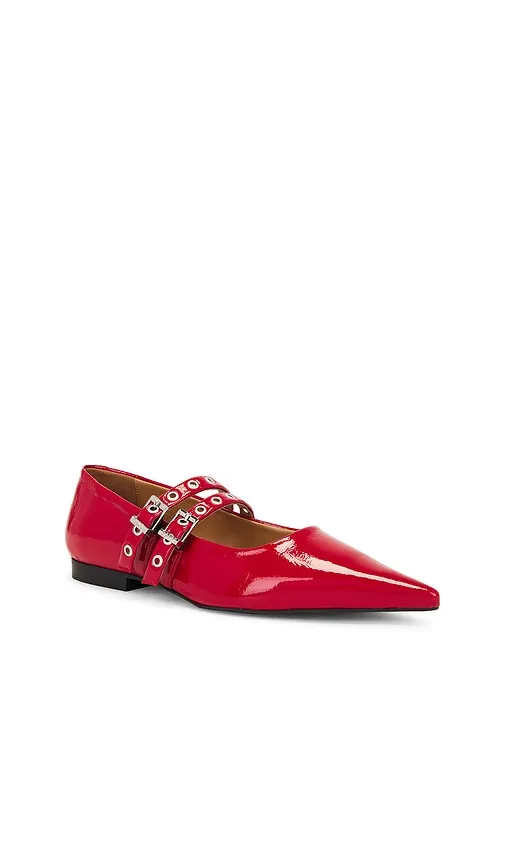 Ganni Eyelets Ballerina in Red