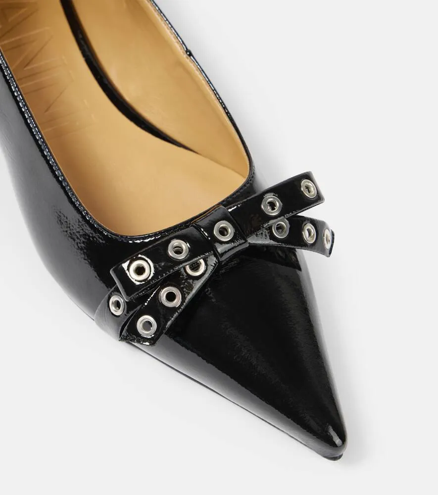 Ganni Eyelets Jewel faux leather ballet flats