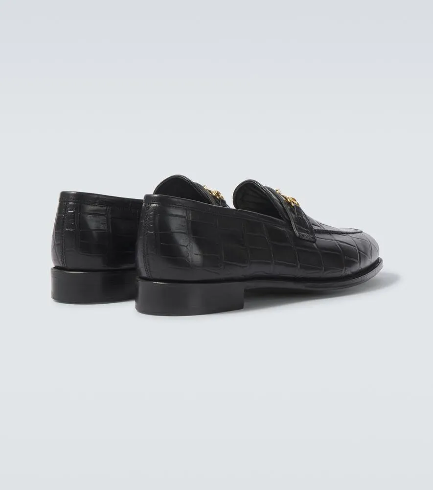 George Cleverley Colony croc-effect leather loafers