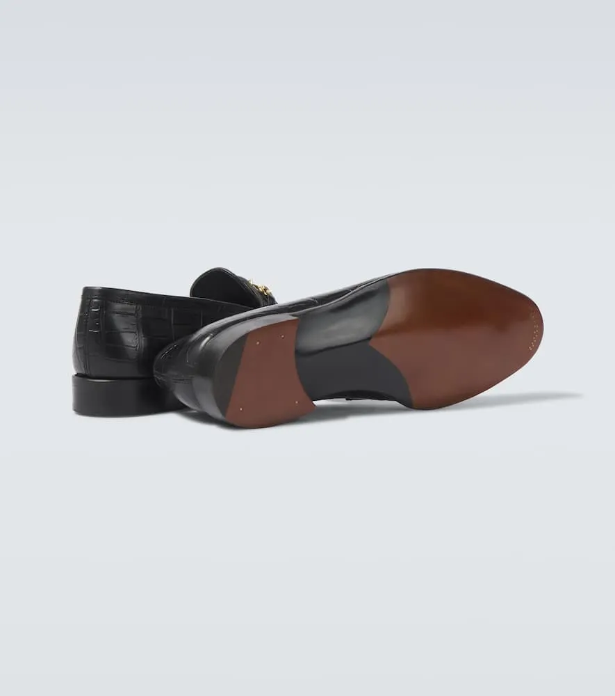 George Cleverley Colony croc-effect leather loafers