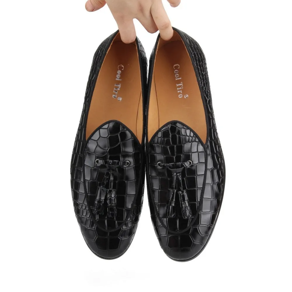 Luxury CrocTex Slip-On Solid Pattern Loafers
