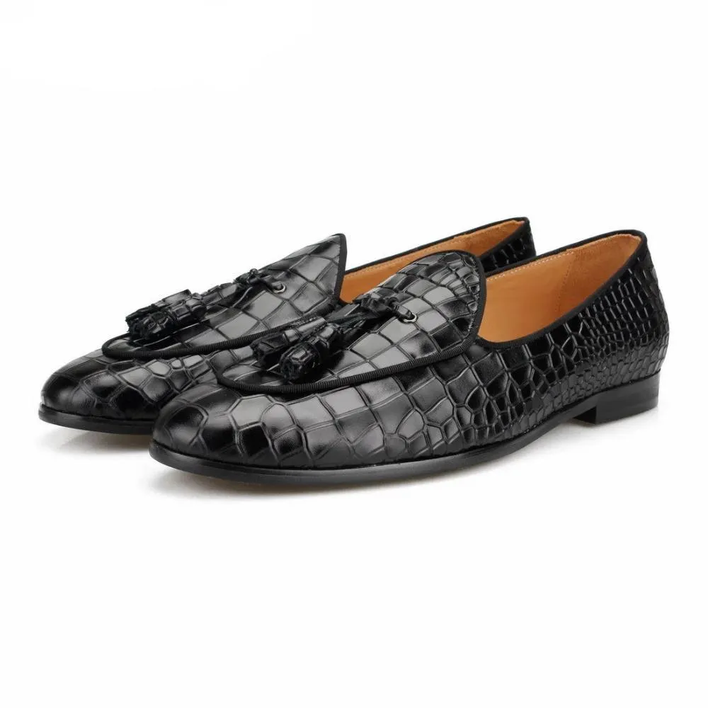 Luxury CrocTex Slip-On Solid Pattern Loafers