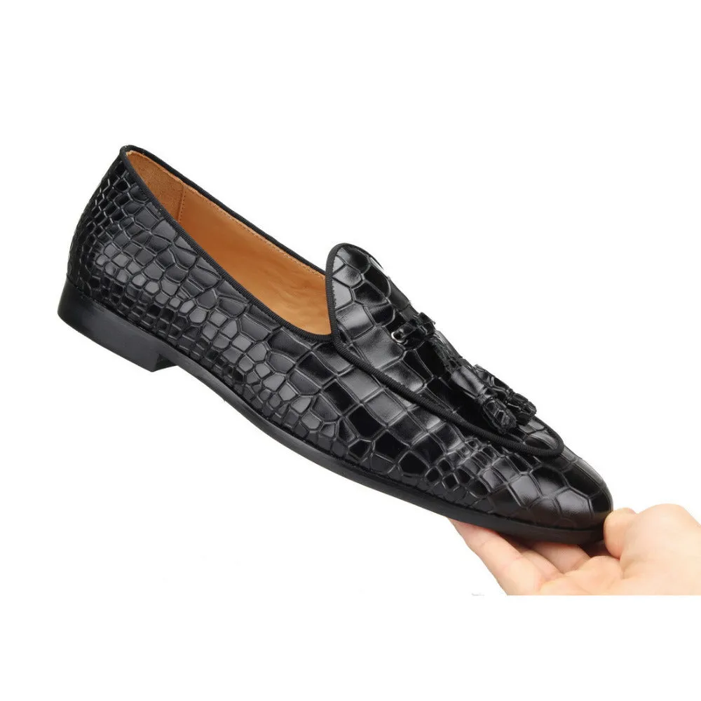 Luxury CrocTex Slip-On Solid Pattern Loafers