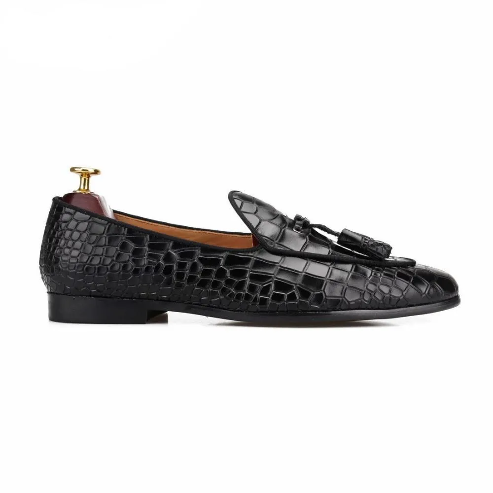 Luxury CrocTex Slip-On Solid Pattern Loafers