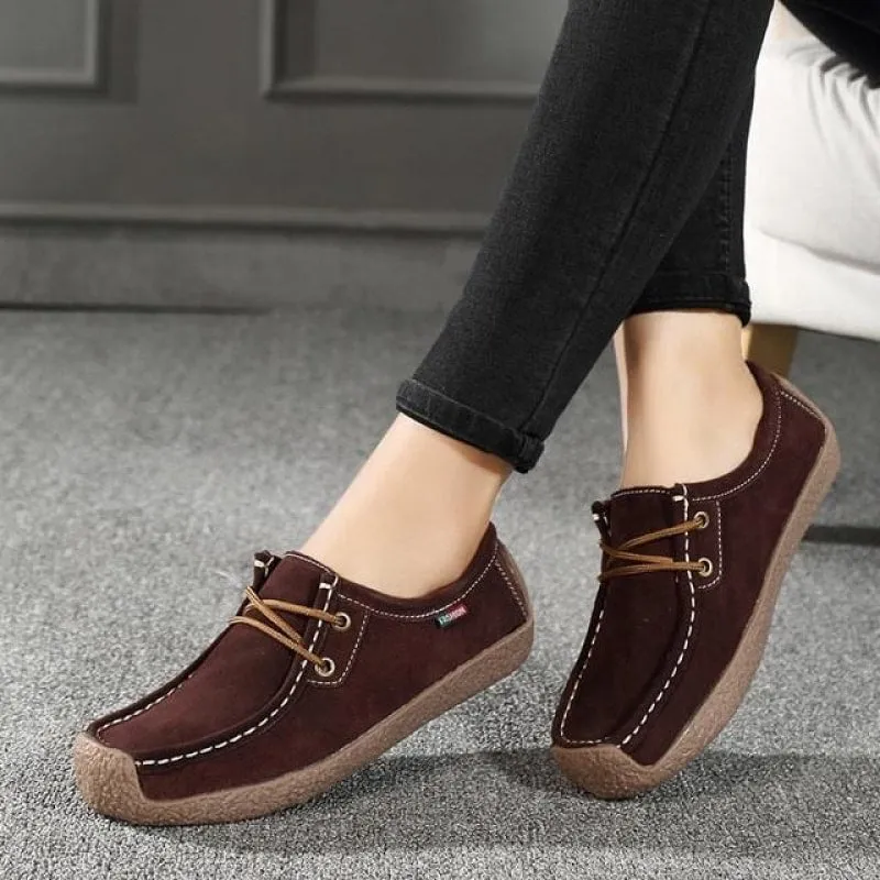 Scarlet Leather Flat Shoes