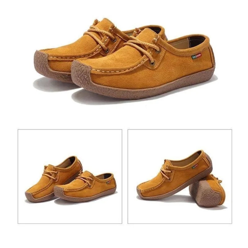 Scarlet Leather Flat Shoes