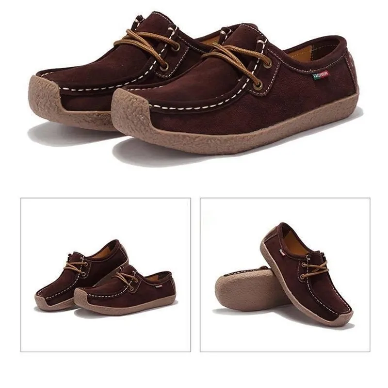 Scarlet Leather Flat Shoes