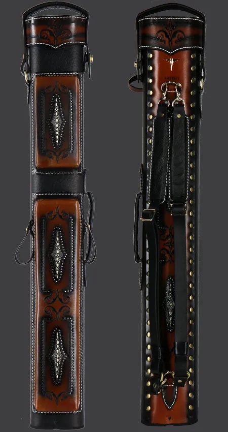 Volturi Custom Brogue Tan 4x8 Hard Pool Cue Case - VCBS4X8TANBLK