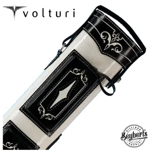 Volturi Custom Brogue White/Black 4x8 Hard Pool Cue Case - VCBS4X8WHBK