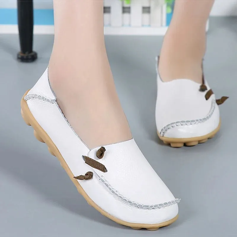 Women Leather Flats Shoes
