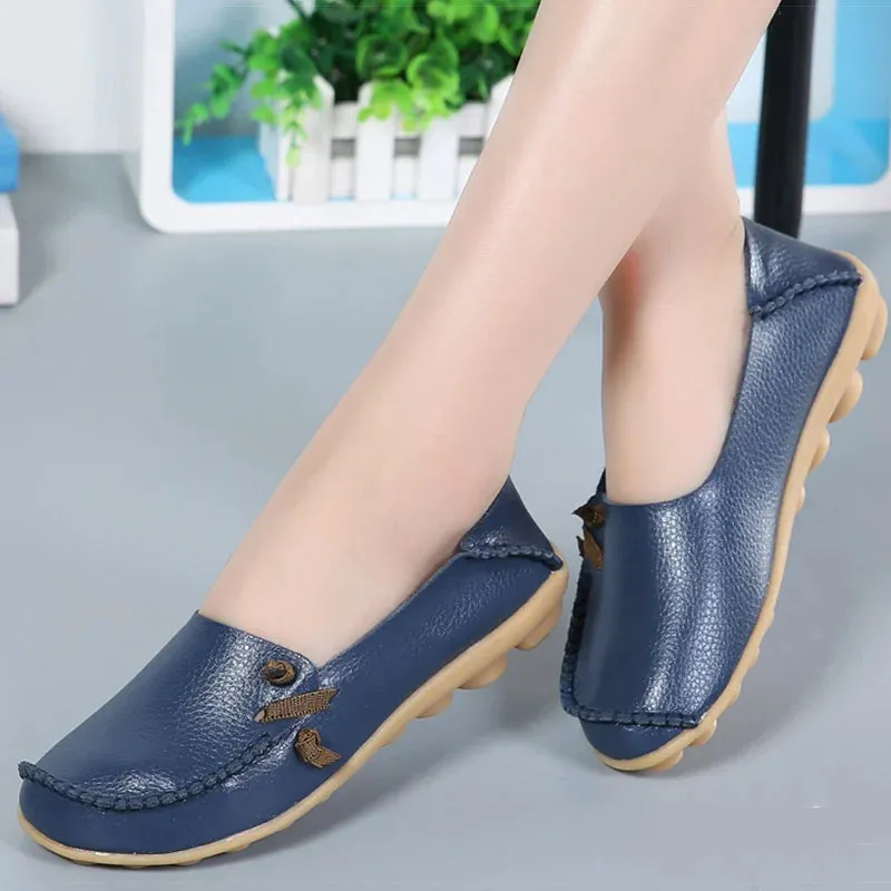 Women Leather Flats Shoes